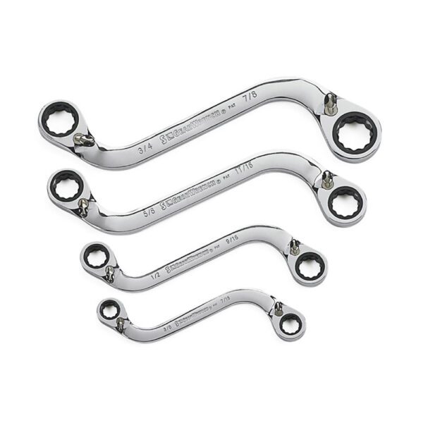 85399 GearWrench Juego de Llaves de Trinquete de Doble Caja Reversible en Forma S de 12 Puntos de 4 Piezas