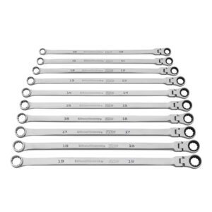 86126 GearWrench 10PC Juego de Llaves Combinadas de Cabeza Flexible GearBox de 120XP Universal Spline XL Métricos