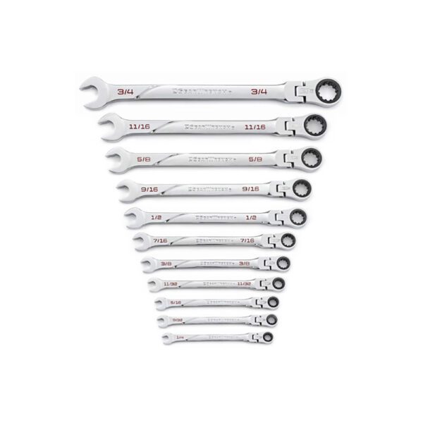 86247 GearWrench Juego de 11 Llaves Combinadas con Carraca de Cabeza Flexible 120XP Universal Spline XL SAE
