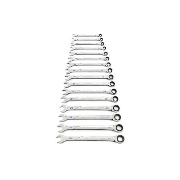 86427 GearWrench Juego de Llaves Combinadas de Trinquete de 12 Puntos y Universal Spline XL, Métricas, de 16 Piezas