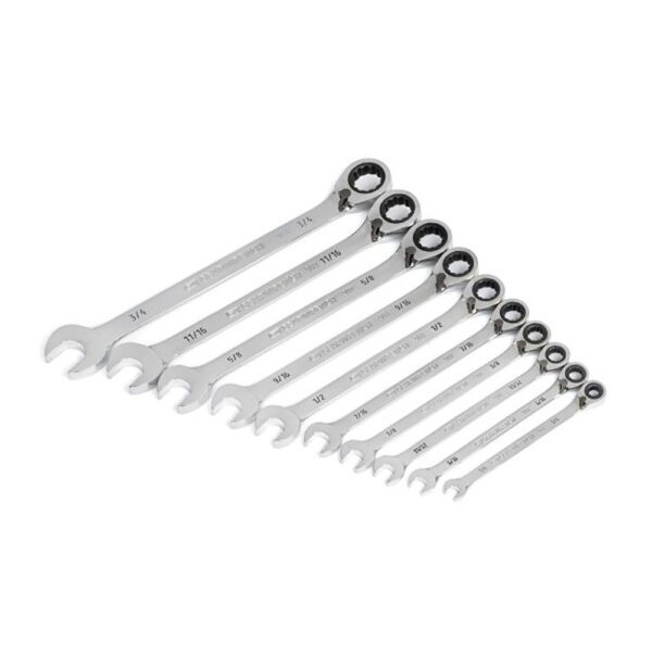 86658 GearWrench Juego de Llaves Combinadas de Trinquete de 10PC de 12 Puntos y 90 Dientes SAE Reversible