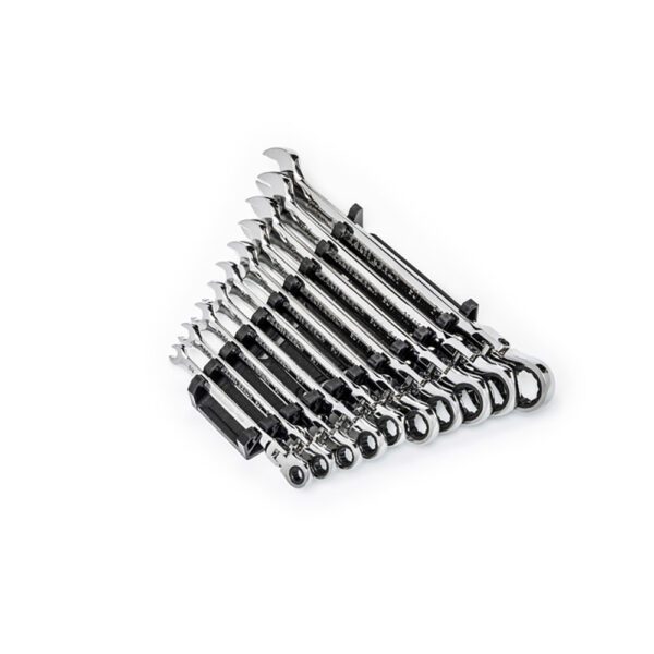 86758 GearWrench Juego de 10 Llaves Combinadas con Carraca de Cabeza Flexible de 90 Dientes y 12 Puntos SAE