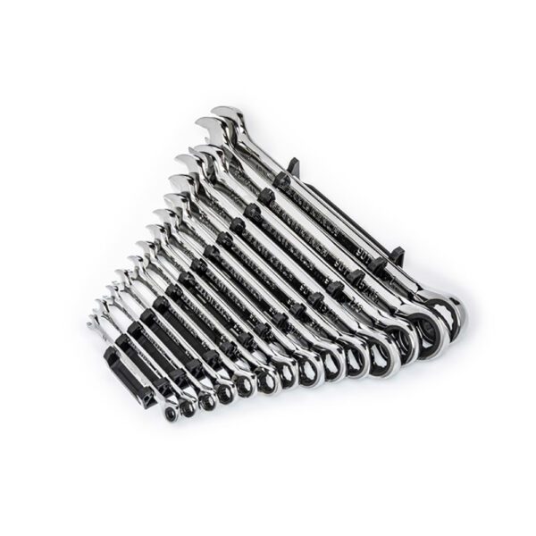 86959 GearWrench Juego de Llaves Combinadas de Trinquete de 12 Puntos y 90 Dientes, SAE, de 14 Piezas