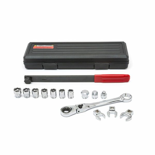 89000 GearWrench Juego de Herramientas para Correa Serpentina con Llave de Trinquete de Cabeza Flexible de Bloqueo de 15 piezas