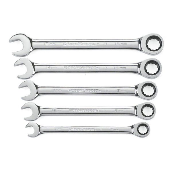 93004D GearWrench Juego de Llaves de Combinacion de Trinquete de 12 Puntos Metrico de 5 Piezas