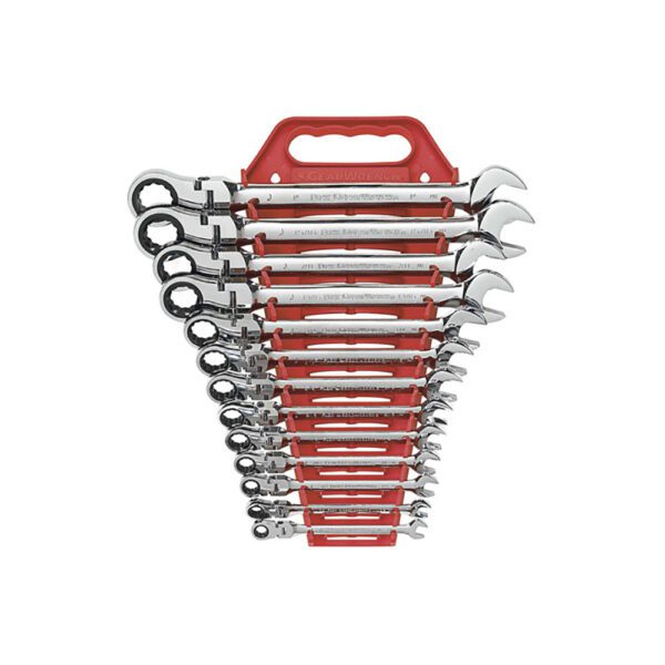 9702D GearWrench Juego de Llaves de Combinacion de Trinquete Flexible de 12 Puntos, 13 Piezas