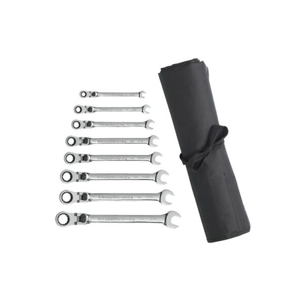 85798R GearWrench Juego de Llaves de Trinquete XL Locking Flex de 12 Puntos SAE de 8 Piezas Con Wrench Roll