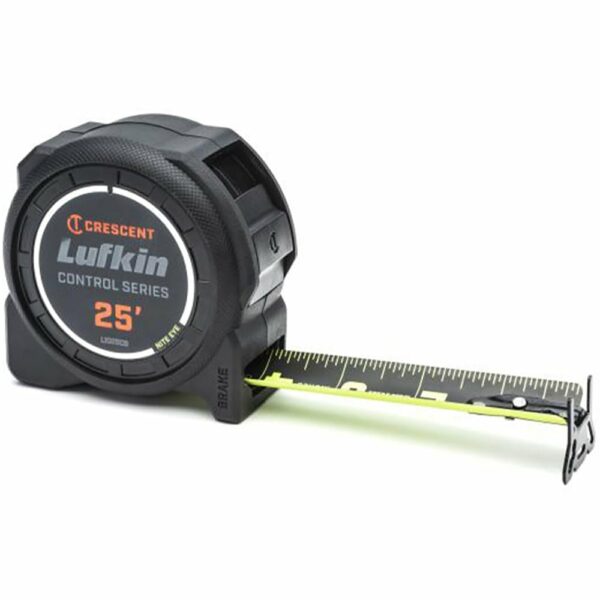 L1025CB-02 Lufkin 1-3/16'' x 25' Cinta Métrica Control Series Nite Eye Negra