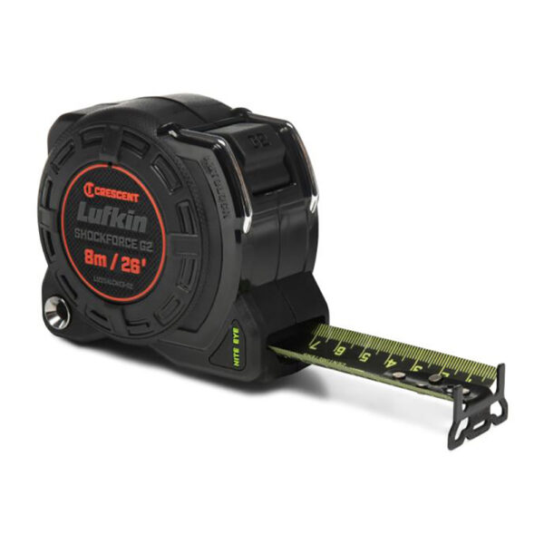 L1225ALCMEB-02 Lufkin 1-1/4'' x 8m/26' Cinta Métrica Shockforce Nite Eye G2 Auto-Lock