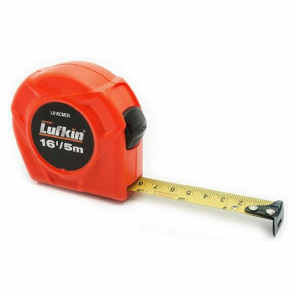 L616CMEN Lufkin 3/4'' x 5m/16' Cinta Métrica de Retorno de Potencia SAE/Métrica con Recubrimiento Amarillo