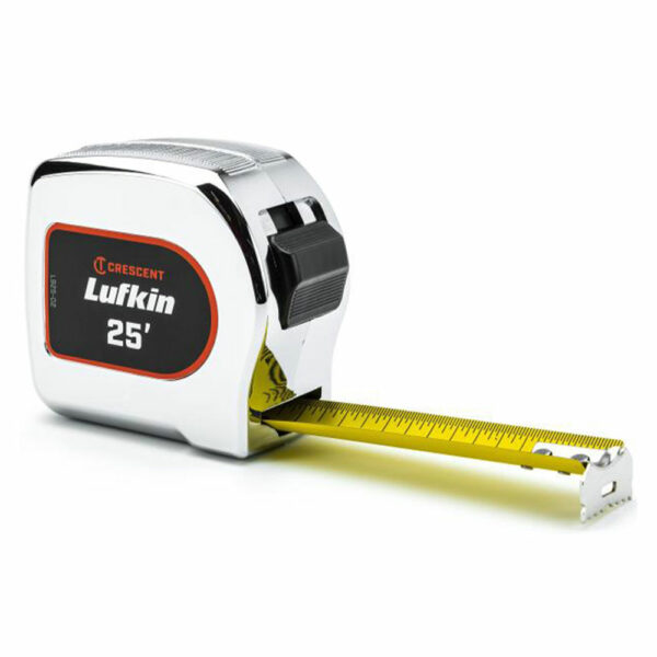 L925CME-02 Lufkin 1-1/8'' x 8m/26' Cinta Métrica de Carcasa Cromada con Recubrimiento Amarillo