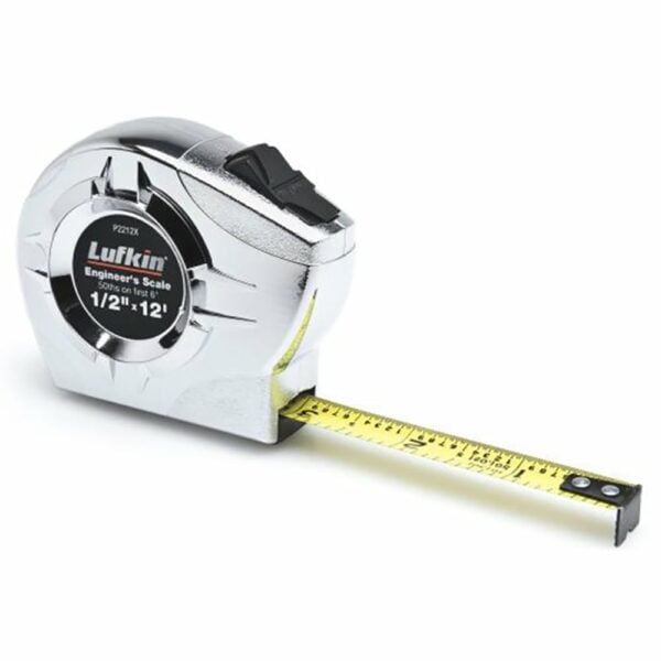 P2212XN Lufkin 1/2'' x 12' Cinta Métrica con Retorno de Potencia Serie P2000 con Caja de Cromo Amarilla Hoja A7