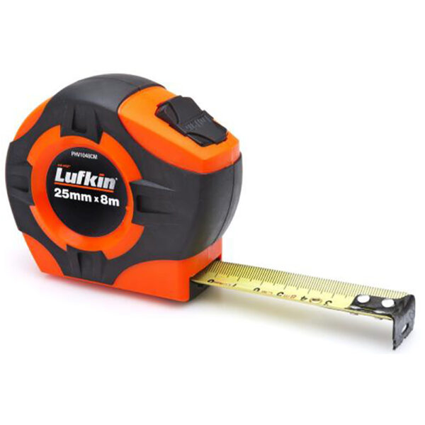 PHV1048CMN Lufkin 25mm x 8m Cinta Métrica con Retorno de Potencia Serie P1000 Hoja A9 Amarilla