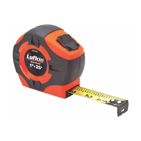PQR1425N Lufkin 1'' x 25' Cinta Métrica con Retorno de Potencia Quikread Amarilla