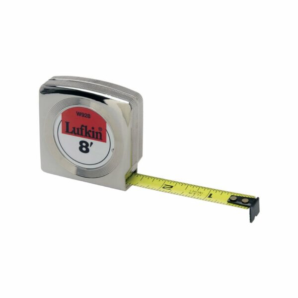 W9210ME Lufkin 1/2'' x 3m/10' Cinta Métrica Mezurall con Caja de Cromo SAE/Métrica Amarilla con Retorno de Potencia