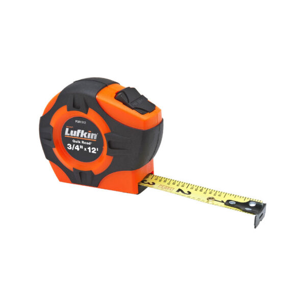 PQR1312N Lufkin 3/4'' x 12' Cinta Métrica con Retorno de Potencia Quikread Amarilla