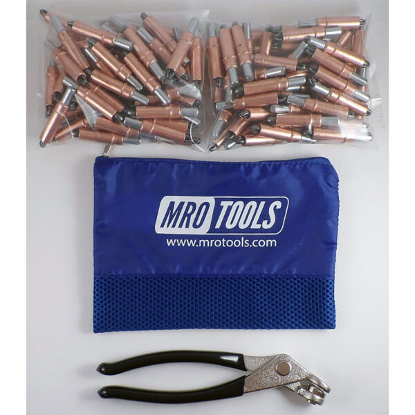 MRO Tools K1S400-1/4 Sujetadores Cleco Operadas con Pinzas 0-1/4'' Estándar Juego de 400 Piezas, Con Pinzas Cleco y Bolsa de Transporte
