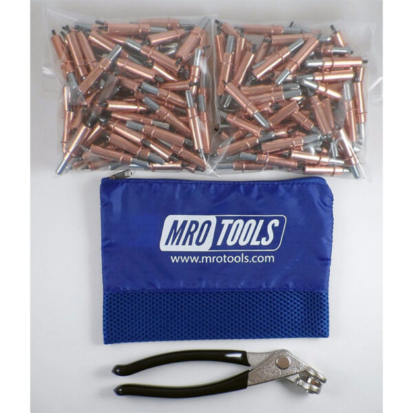 MRO Tools K1S400-1/8 Sujetadores Cleco Operadas con Pinzas 0-1/4'' Estándar Juego de 400 Piezas, Con Pinzas Cleco y Bolsa de Transporte