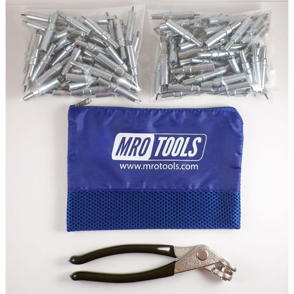 MRO Tools K1S200-3/32 Sujetadores Cleco Operadas con Pinzas 0-1/4'' Estándar Juego de 200 Piezas, Con Pinzas Cleco y Bolsa de Transporte