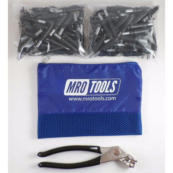 MRO Tools K1S350-5/32 Sujetadores Cleco Operadas con Pinzas 0-1/4'' Estándar Juego de 350 Piezas, Con Pinzas Cleco y Bolsa de Transporte
