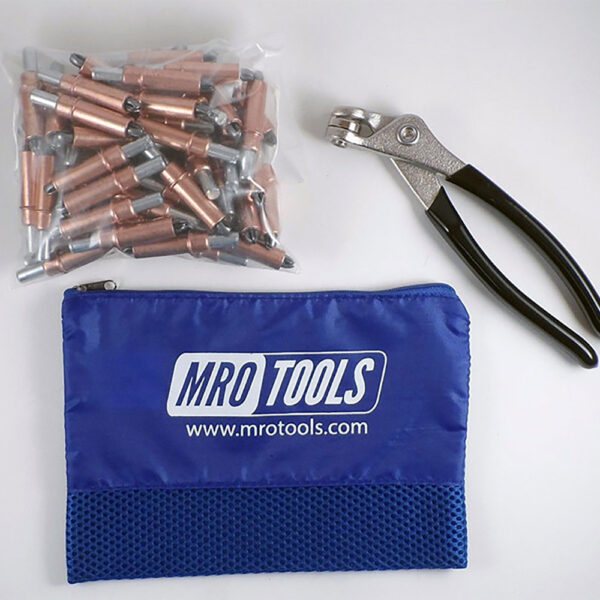 MRO Tools K1S50-1/4 Sujetadores Cleco Operadas con Pinzas 0-1/4'' Estándar Juego de 50 Piezas, Con Pinzas Cleco y Bolsa de Transporte