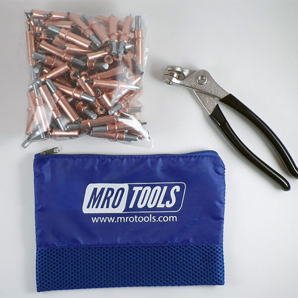 MRO Tools K1S50-1/8 Sujetadores Cleco Operadas con Pinzas 0-1/4'' Estándar Juego de 50 Piezas, Con Pinzas Cleco y Bolsa de Transporte