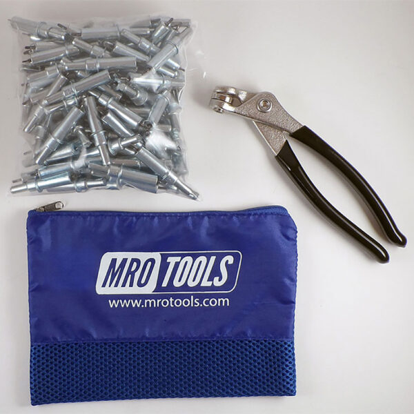 MRO Tools K1S50-3/32 Sujetadores Cleco Operadas con Pinzas 0-1/4'' Estándar Juego de 50 Piezas, Con Pinzas Cleco y Bolsa de Transporte
