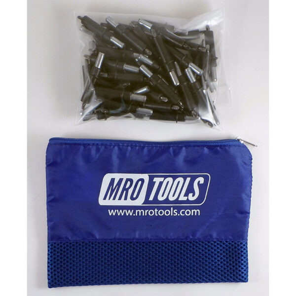 MRO Tools K2S50-5/32 Sujetadores Cleco Operadas con Pinzas 0-1/4'' Estándar (K-5/32) Juego de 50 Piezas, Con Bolsa de Transporte