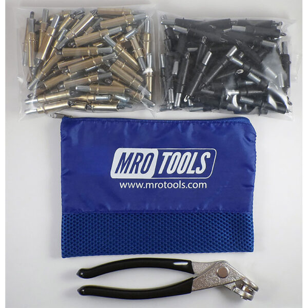 MRO Tools K4S100-4 50 3/16'' y 50 5/32'' Juego de Sujetadores Cleco 0-1/4'' Estándar, Con Bolsa de Transporte