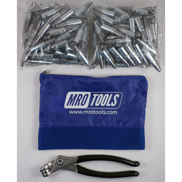 MRO Tools KHD1S350-3/32 Sujetadores Cleco Operadas con Pinzas 0-1/2'' Heavy Duty Juego de 350 Piezas, Con Pinzas Cleco y Bolsa de Transporte
