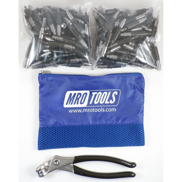 MRO Tools KHD1S400-5/32 Sujetadores Cleco Operadas con Pinzas 0-1/2'' Heavy Duty Juego de 400 Piezas, Con Pinzas Cleco y Bolsa de Transporte