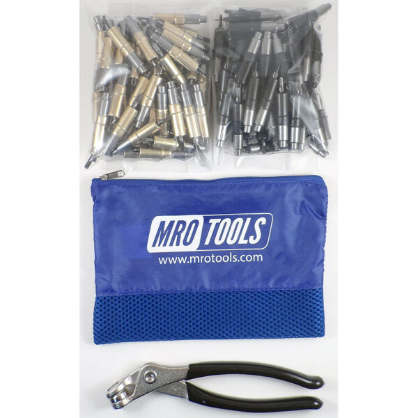 MRO Tools KHD4S100-4 50 3/16'' y 50 5/32'' Juego de Sujetadores Cleco 0-1/2'' Heavy Duty, Con Bolsa de Transporte
