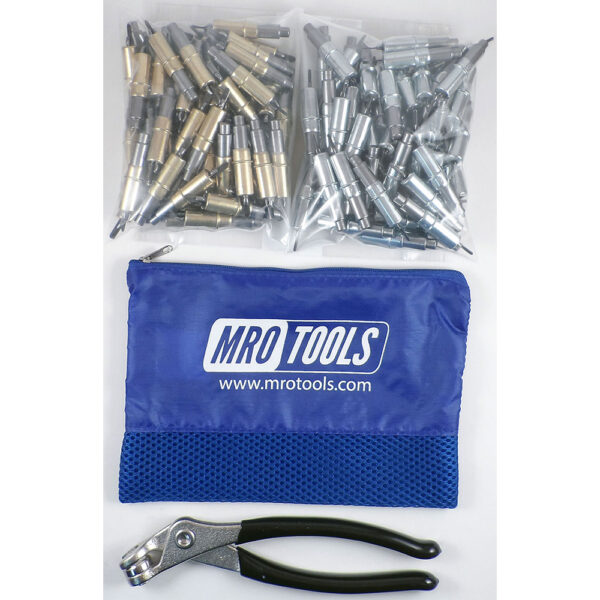 MRO Tools KHD4S100-5 50 3/16'' y 50 3/32'' Juego de Sujetadores Cleco 0-1/2'' Heavy Duty, Con Bolsa de Transporte
