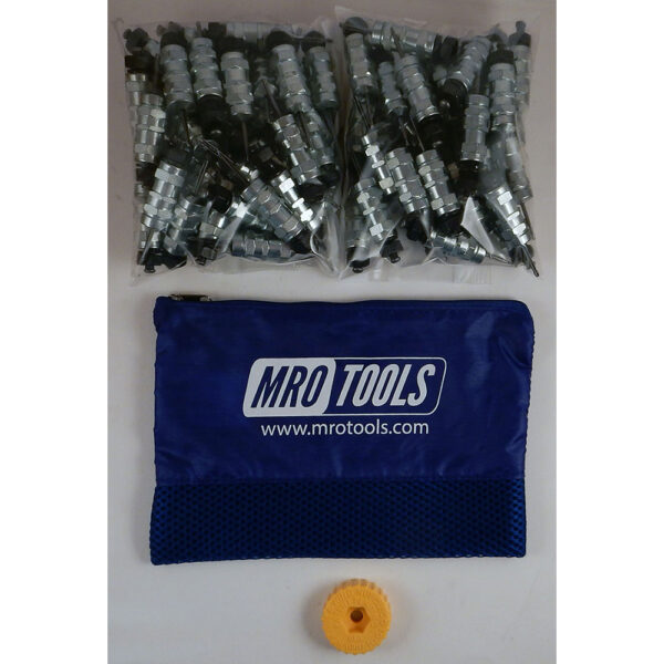 MRO Tools KHN1S100-3/32 Sujetadores Cleco con Tuerca Hexagonal 0-1/2'' Estándar Juego de 100 Piezas, Con Herramienta HBHT y Bolsa de Transporte