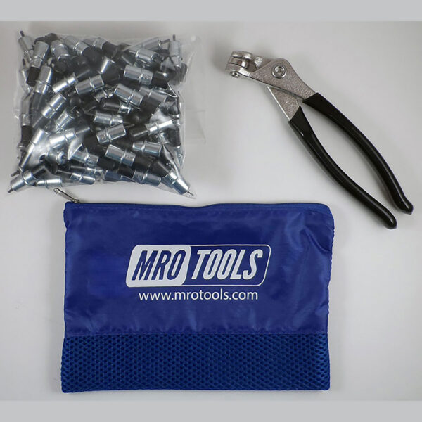 MRO Tools KK1S50-3/32 Sujetadores Cleco Operadas con Pinzas 0-1/4'' Extra Corto Juego de 50 Piezas, Con Pinzas Cleco y Bolsa de Transporte