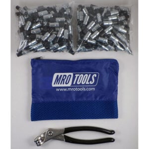 MRO Tools KK1S200-3/32 Sujetadores Cleco Operadas con Pinzas 0-1/4'' Extra Corto Juego de 200 Piezas, Con Pinzas Cleco y Bolsa de Transporte