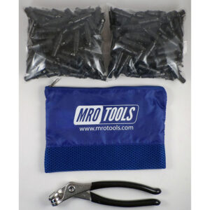MRO Tools KK1S300-5/32 Sujetadores Cleco Operadas con Pinzas 0-1/4'' Extra Corto Juego de 300 Piezas, Con Pinzas Cleco y Bolsa de Transporte