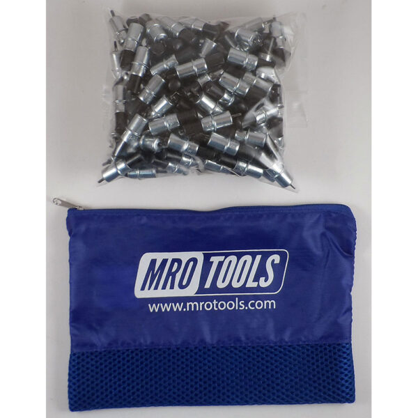 MRO Tools KK2S50-3/32 Sujetadores Cleco Operadas con Pinzas 0-1/4'' Extra Corto Juego de 50 Piezas, Con Bolsa de Transporte
