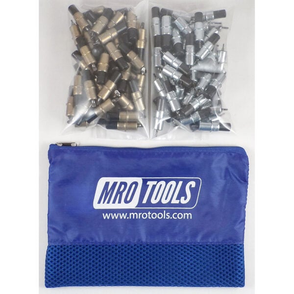 MRO Tools KK3S100-5 50 3/16'' y 50 3/32'' Juego de Sujetadores Cleco 0-1/4'' Extra Corto, Con Bolsa de Transporte