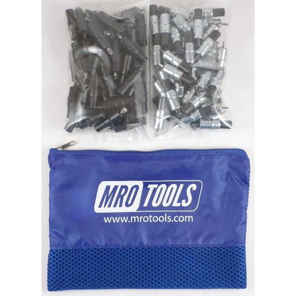 MRO Tools KK3S100-6 50 5/32'' y 50 3/32'' Juego de Sujetadores Cleco 0-1/4'' Extra Corto, Con Bolsa de Transporte