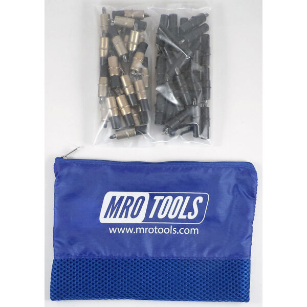 MRO Tools KK3S50-4 25 3/16'' y 25 5/32'' Juego de Sujetadores Cleco 0-1/4'' Extra Corto, Con Bolsa de Transporte