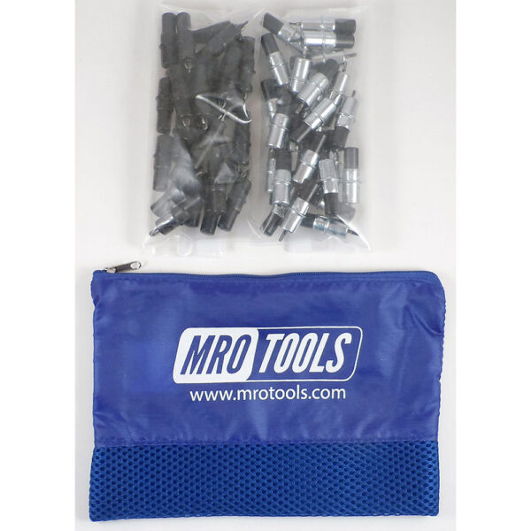 MRO Tools KK3S50-6 25 5/32'' y 25 3/32'' Juego de Sujetadores Cleco 0-1/4'' Extra Corto, Con Bolsa de Transporte