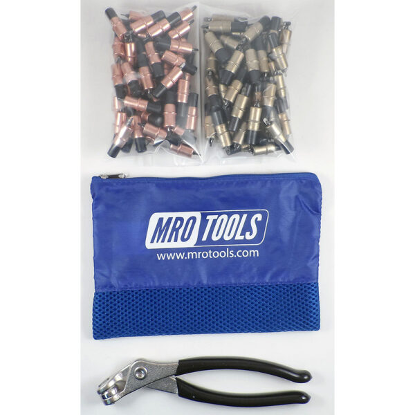 MRO Tools KK4S100-1 50 1/8'' y 50 3/16'' Juego de Sujetadores Cleco 0-1/4'' Extra Corto, Con Bolsa de Transporte