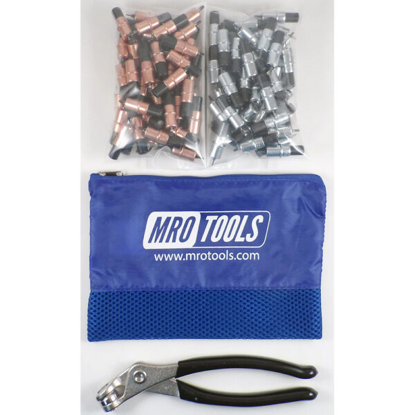 MRO Tools KK4S100-3 50 1/8'' y 50 3/32'' Juego de Sujetadores Cleco 0-1/4'' Extra Corto, Con Bolsa de Transporte