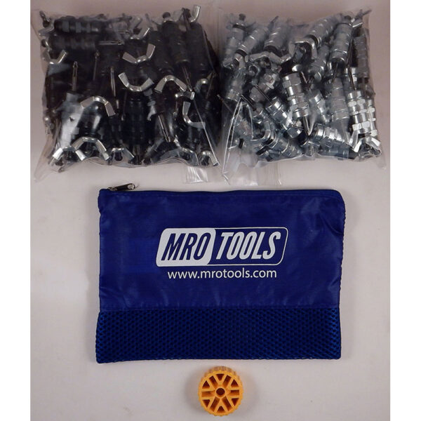 MRO Tools KWN4S100-6 50 5/32'' y 50 3/32'' Juego de Sujetadores Cleco 0-1/2'' con Tuerca de Mariposa 0-1/2'' Estándar, Con Herramienta HBHT y Bolsa de Transporte
