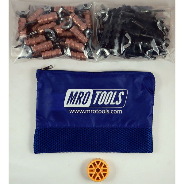 MRO Tools KWN4S50-2 25 1/8'' y 25 5/32'' Juego de Sujetadores Cleco 0-1/2'' con Tuerca de Mariposa 0-1/2'' Estándar, Con Herramienta HBHT y Bolsa de Transporte