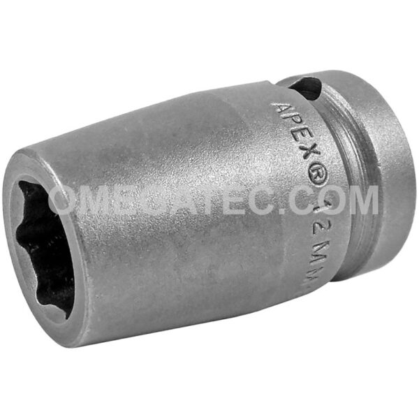 12MM15 Apex 12mm Dado de Impacto Estándar Métrico de 6 Puntos, Impulsión Cuadrado de 1/2''