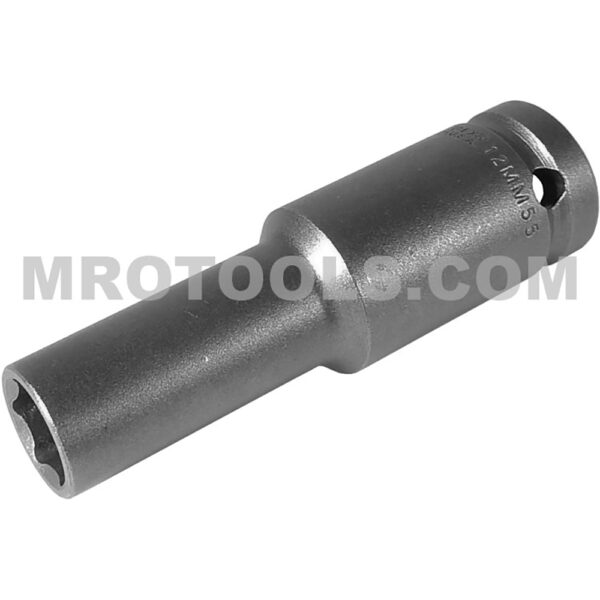 12MM55 Apex 12mm Dado de Impacto Extra Largo Métrico de 6 Puntos con Pared Delgada, Impulsión Cuadrado de 1/2''
