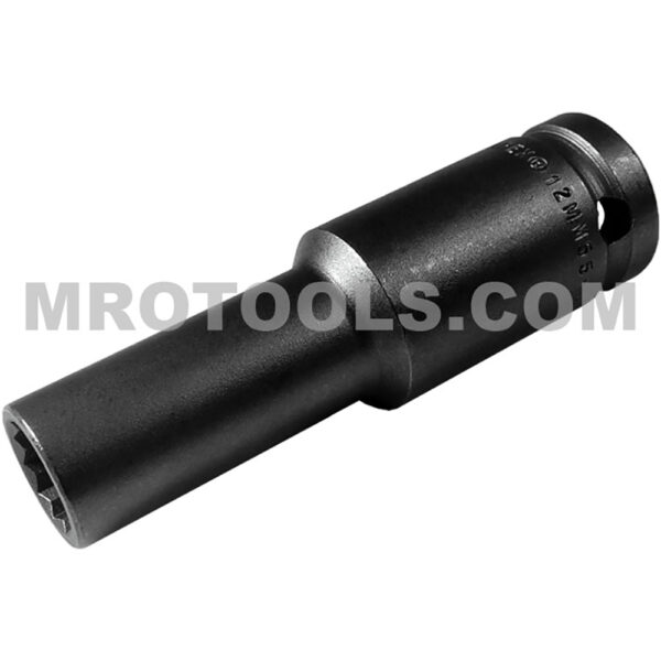 12MM55-D Apex 12mm Dado de Impacto Extra Largo Métrico de 12 Puntos con Pared Delgada, Impulsión Cuadrado de 1/2''