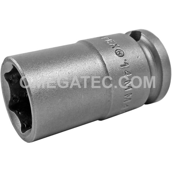 14MM43 Apex 14mm Dado de Impacto Estándar Métrico de 6 Puntos con Pared Delgada, Impulsión Cuadrado de 3/8''